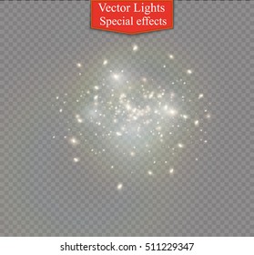 Vector glowing stars, lights and sparkles. Transparent effects