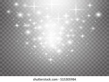 Vector glowing stars, lights and sparkles. Transparent effects
