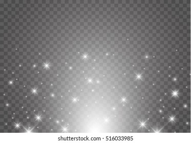 Vector glowing stars, lights and sparkles. Transparent effects