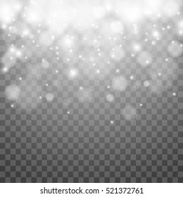 Vector glowing stars, lights and sparkles. Transparent effects