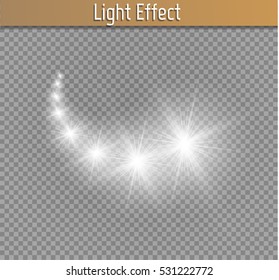 Vector glowing stars, lights and sparkles. Transparent effects