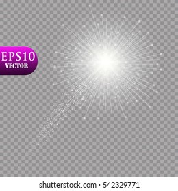 Vector glowing stars, lights and sparkles. Transparent effects