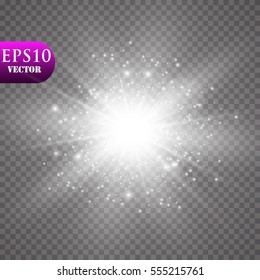 Vector glowing stars, lights and sparkles. Transparent effects