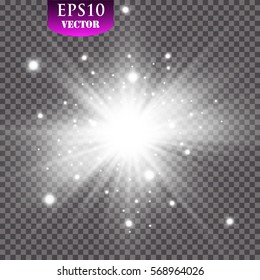 Estrellas, luces y destellos vectoriales. Efectos transparentes