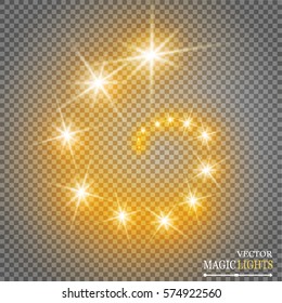 Vector glowing stars, lights and sparkles. Transparent effects\