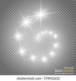 Vector glowing stars, lights and sparkles. Transparent effects\