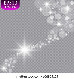 Vector glowing stars, lights and sparkles. Transparent effects