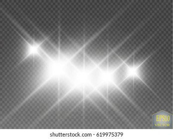 Vector glowing stars, lights and sparkles. Transparent effects. 