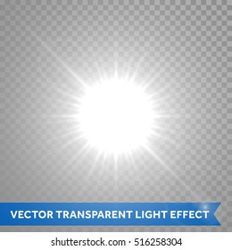 Vector glowing sun light effects. Star sun flash explosion. Ray glow light with lens flare
