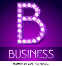 Vector Glowing Violet Chic Alphabet. Letter B