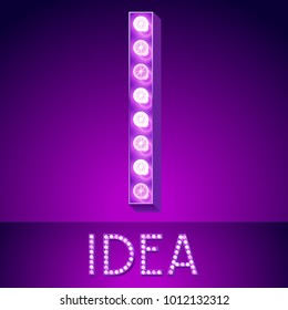 Vector Glowing Violet Chic Alphabet. Letter I