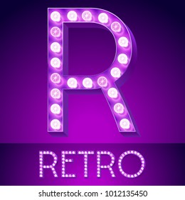 Vector Glowing Violet Chic Alphabet. Letter R