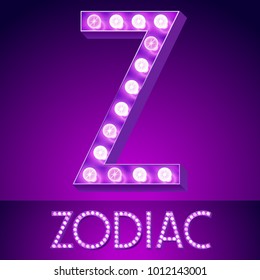 Vector Glowing Violet Chic Alphabet. Letter Z
