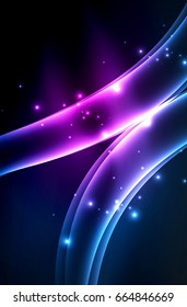 Vector glowing wave, smoke design wavy lines