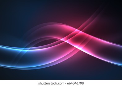 Vector glowing wave, smoke design wavy lines