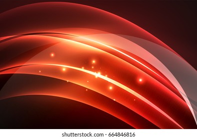 Vector glowing wave, smoke design wavy lines