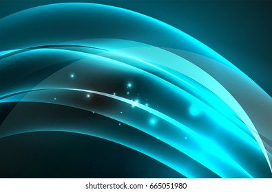 Vector glowing wave, smoke design wavy lines