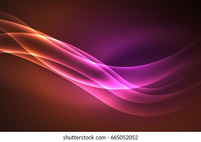 Vector glowing wave, smoke design wavy lines
