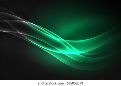 Vector glowing wave, smoke design wavy lines