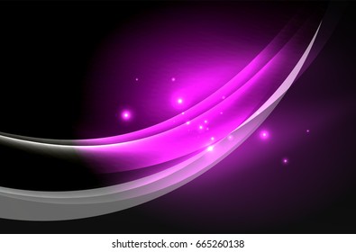 Vector glowing wave, smoke design wavy lines