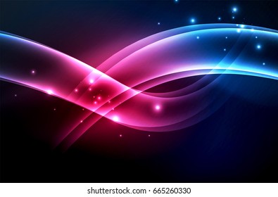 Vector glowing wave, smoke design wavy lines