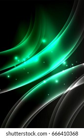 Vector glowing wave, smoke design wavy lines