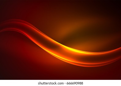 Vector glowing wave, smoke design wavy lines