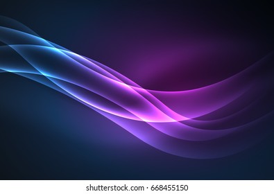 Vector glowing wave, smoke design wavy lines