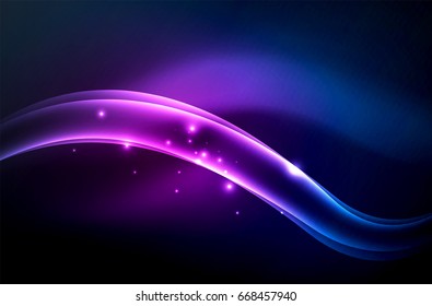 Vector glowing wave, smoke design wavy lines