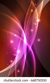 Vector glowing wave, smoke design wavy lines