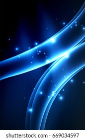 Vector glowing wave, smoke design wavy lines