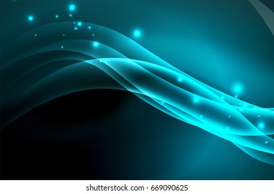 Vector glowing wave, smoke design wavy lines