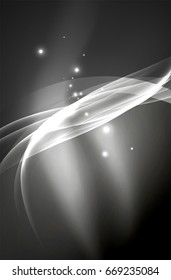 Vector glowing wave, smoke design wavy lines