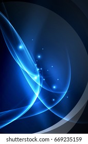 Vector glowing wave, smoke design wavy lines