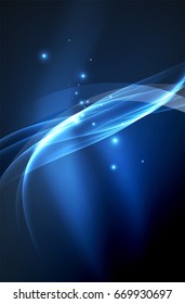 Vector glowing wave, smoke design wavy lines