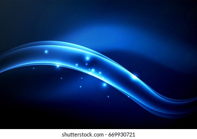 Vector glowing wave, smoke design wavy lines