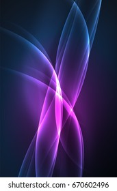 Vector glowing wave, smoke design wavy lines
