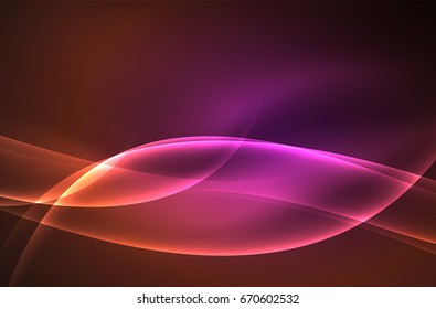 Vector glowing wave, smoke design wavy lines