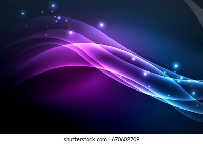 Vector glowing wave, smoke design wavy lines