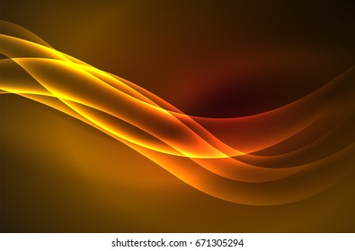 Vector glowing wave, smoke design wavy lines