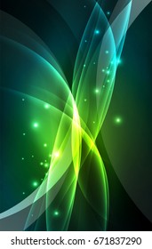 Vector glowing wave, smoke design wavy lines