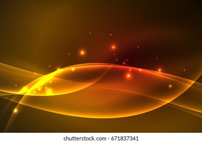 Vector glowing wave, smoke design wavy lines