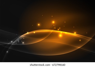 Vector glowing wave, smoke design wavy lines