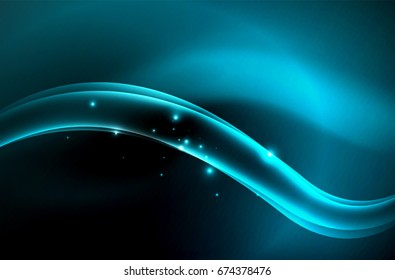 Vector glowing wave, smoke design wavy lines