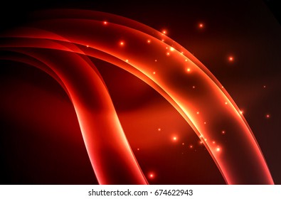 Vector glowing wave, smoke design wavy lines