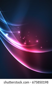 Vector glowing wave, smoke design wavy lines