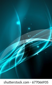 Vector glowing wave, smoke design wavy lines