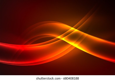 Vector glowing wave, smoke design wavy lines