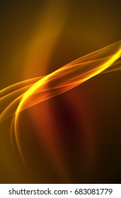 Vector glowing wave, smoke design wavy lines