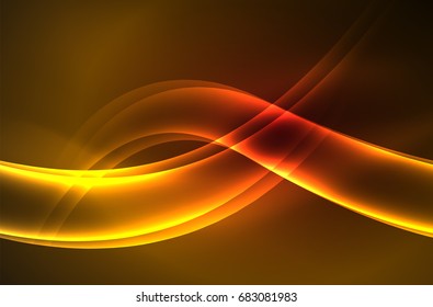 Vector glowing wave, smoke design wavy lines